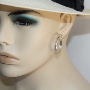 Sterling Silver Puffed Oval Latch Hoops